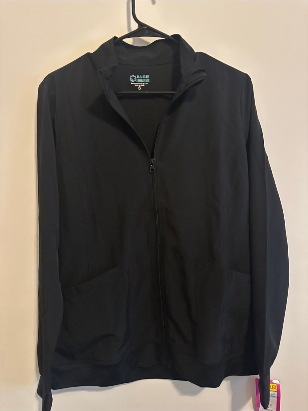 Angie Uniforms Black Full-Zip Lightweight Scrub Jacket